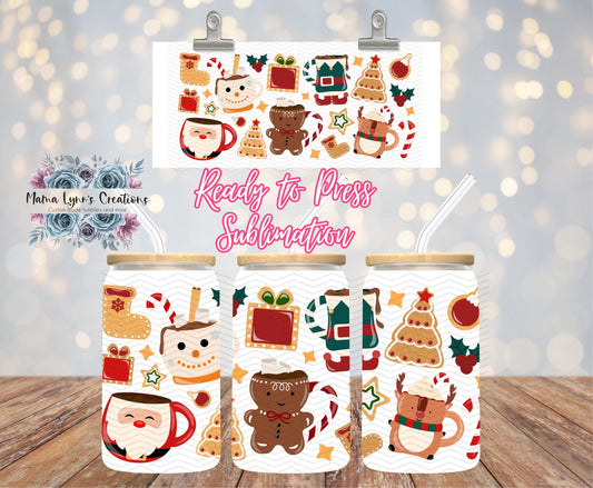 Christmas Cocoa Cups 16 oz Glass Can prints