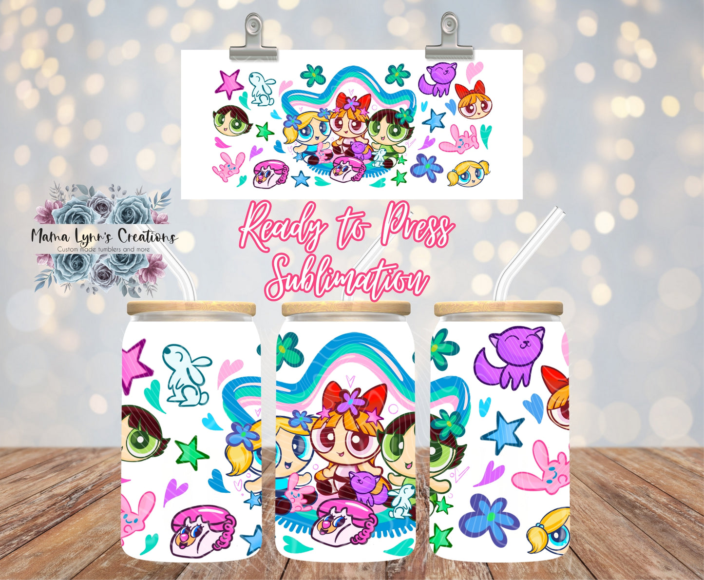 Puff Girls 16 oz Glass Can Wrap