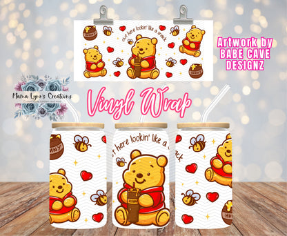 Lookin Like A Snack Honey Bear 16 oz Glass Can prints