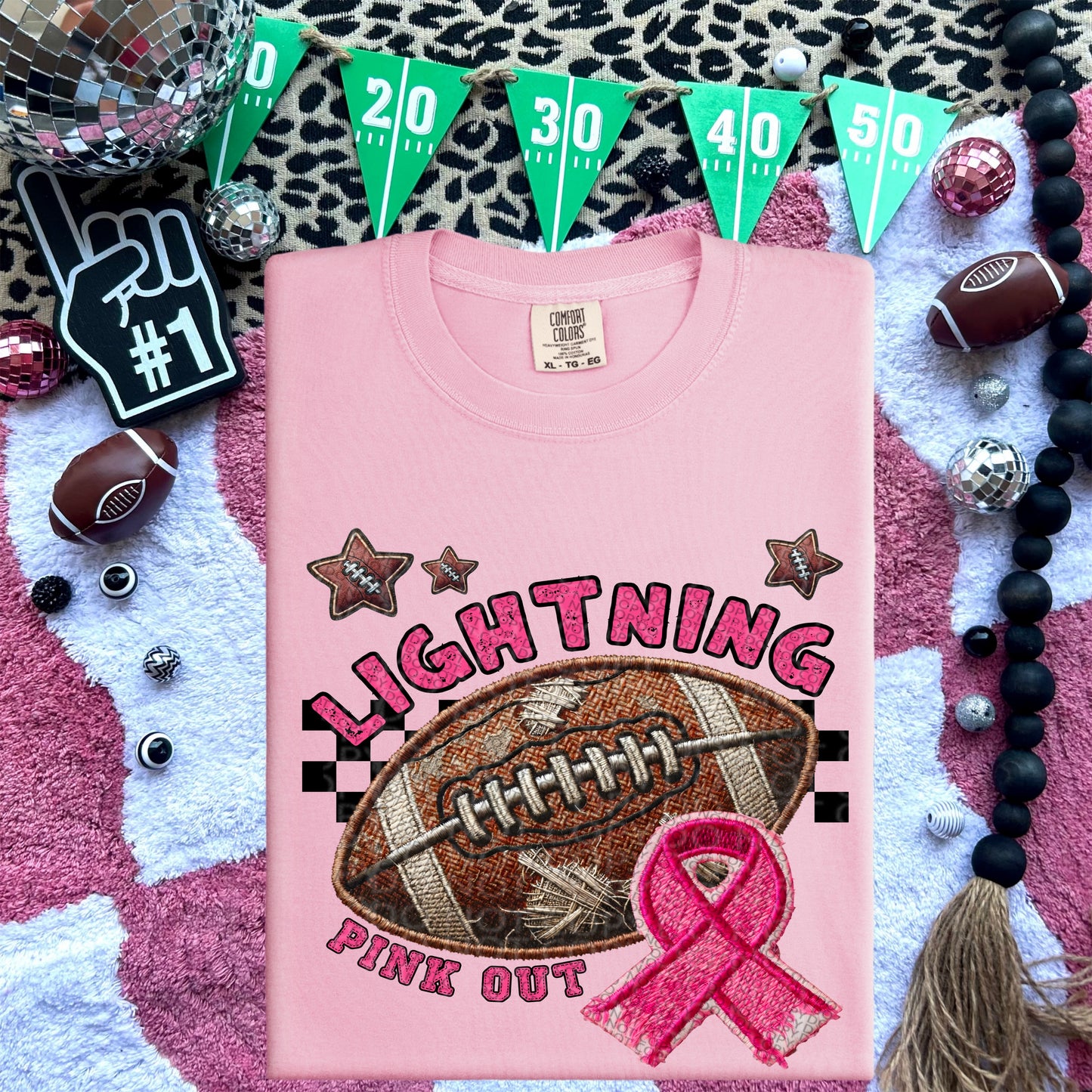 Pink Out Football Font DTF Print