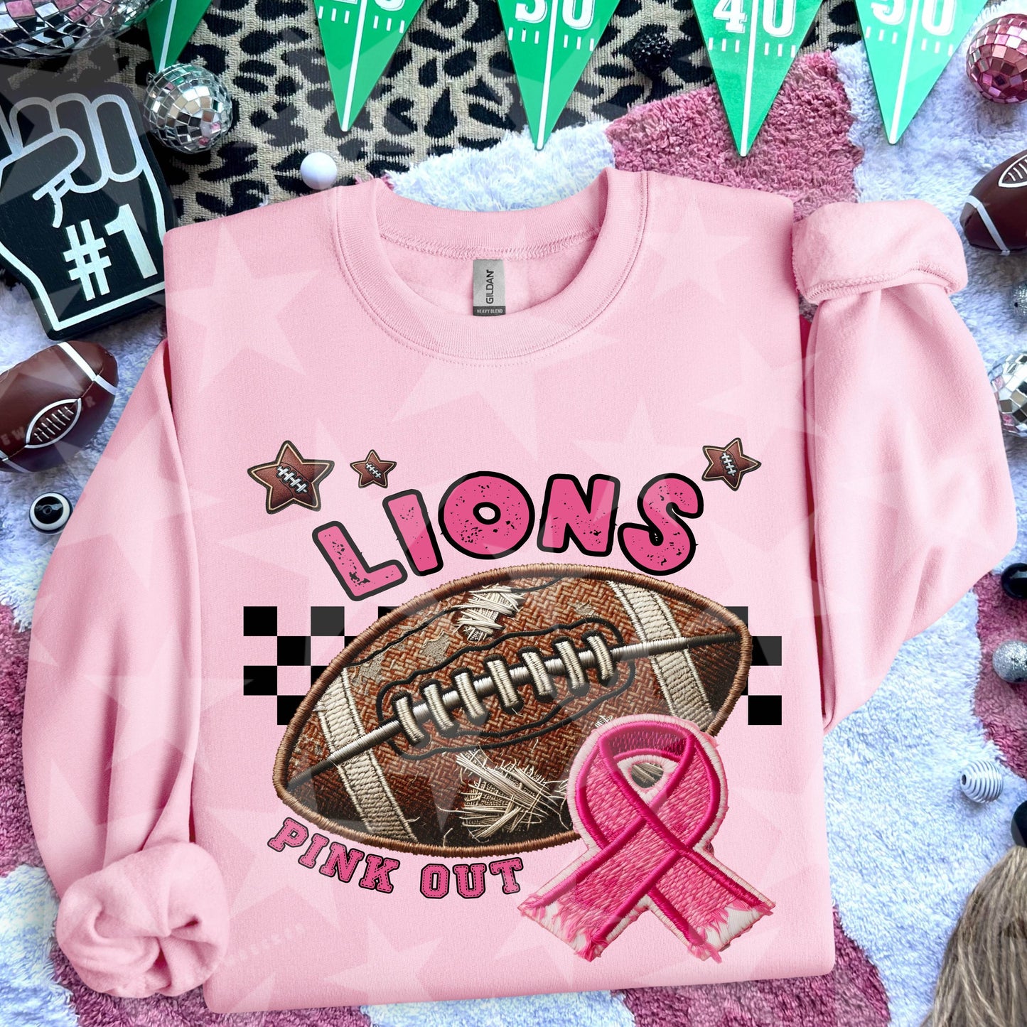 Pink Out Football Font DTF Print