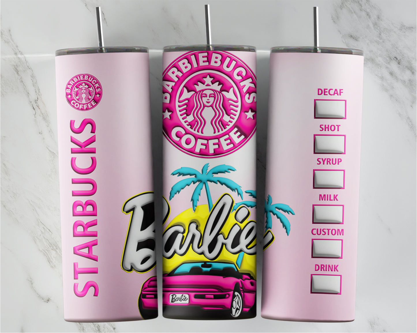 3D/ Inflated Pink Malibu Barbie Coffee