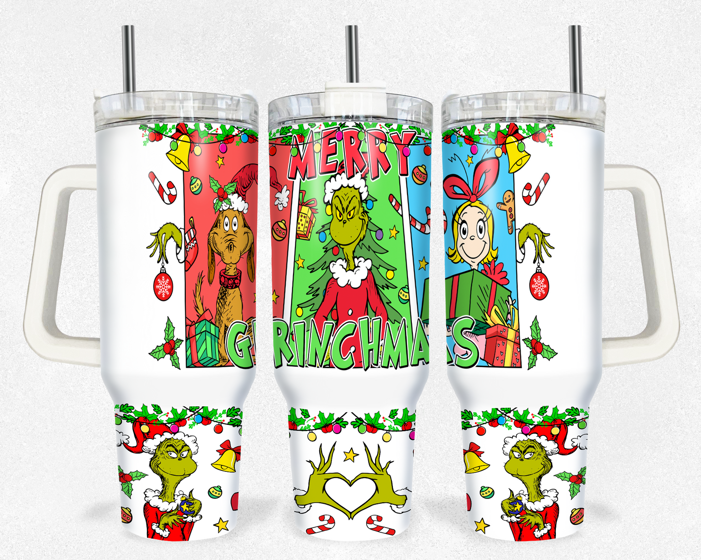 Merry Grinchmas Panels Christmas 40 oz Tumbler Prints