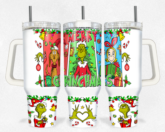 Merry Grinchmas Panels Christmas 40 oz Tumbler Prints