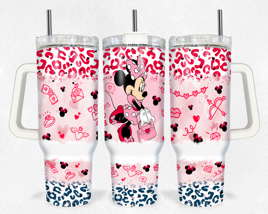 Pink Leopard Minnie Valentines 40 oz Tumbler Prints