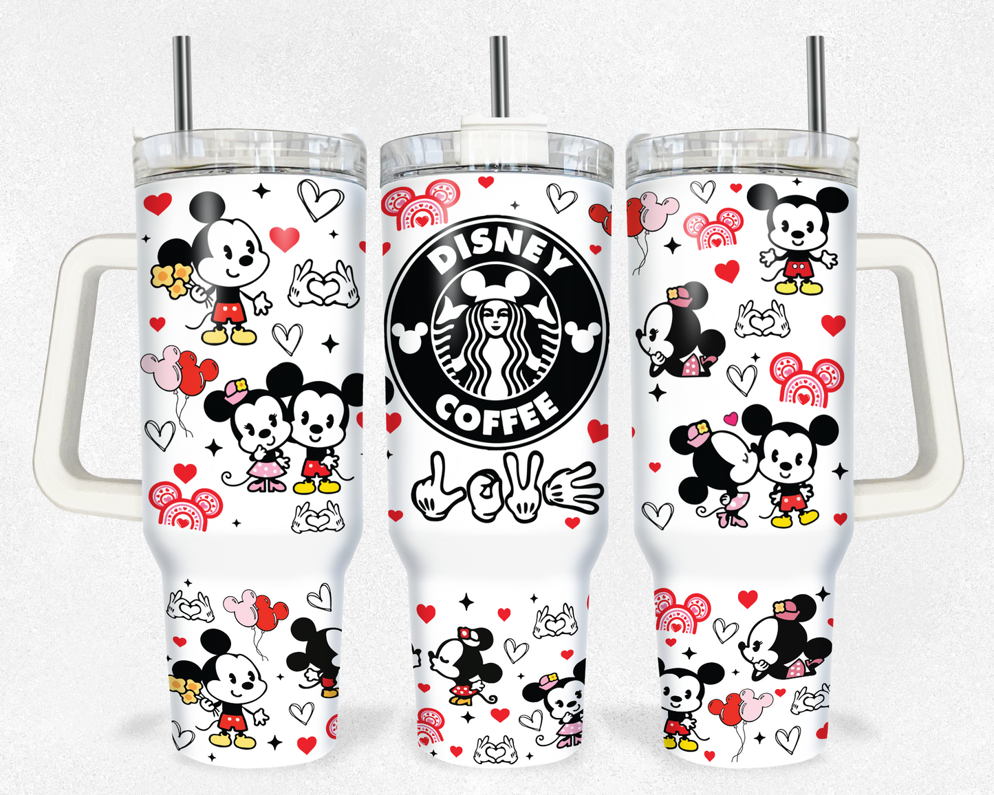 Mouse Love Valentines Coffee 40 oz Tumbler Prints