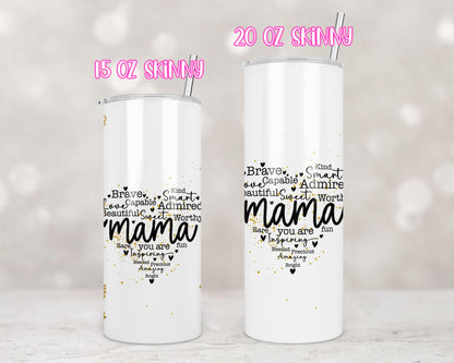 Orange Floral Mama Quote