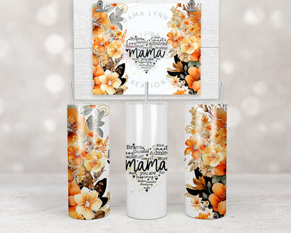 Orange Floral Mama Quote