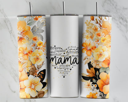 Orange Floral Mama Quote