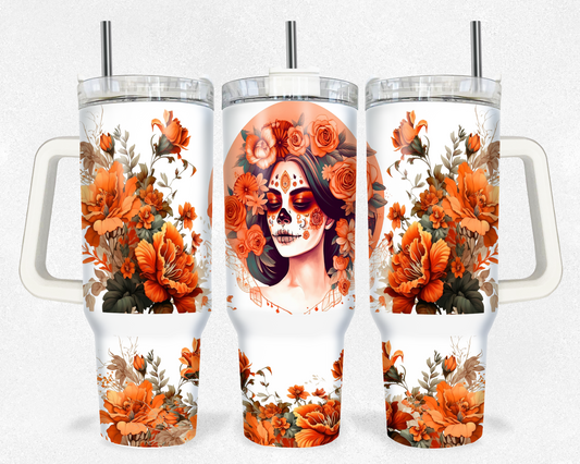 Orange Floral Catrina DOTD 40 oz Tumbler Prints