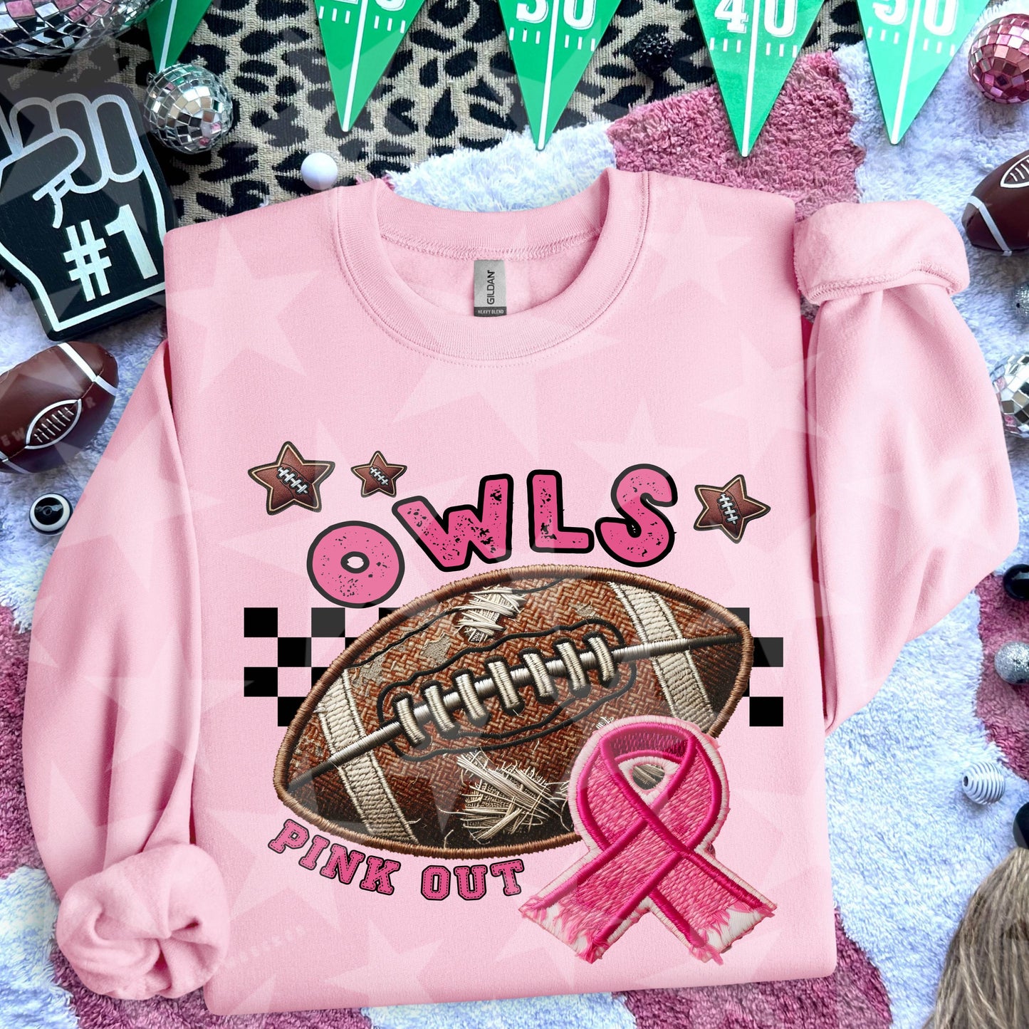 Pink Out Football Font DTF Print