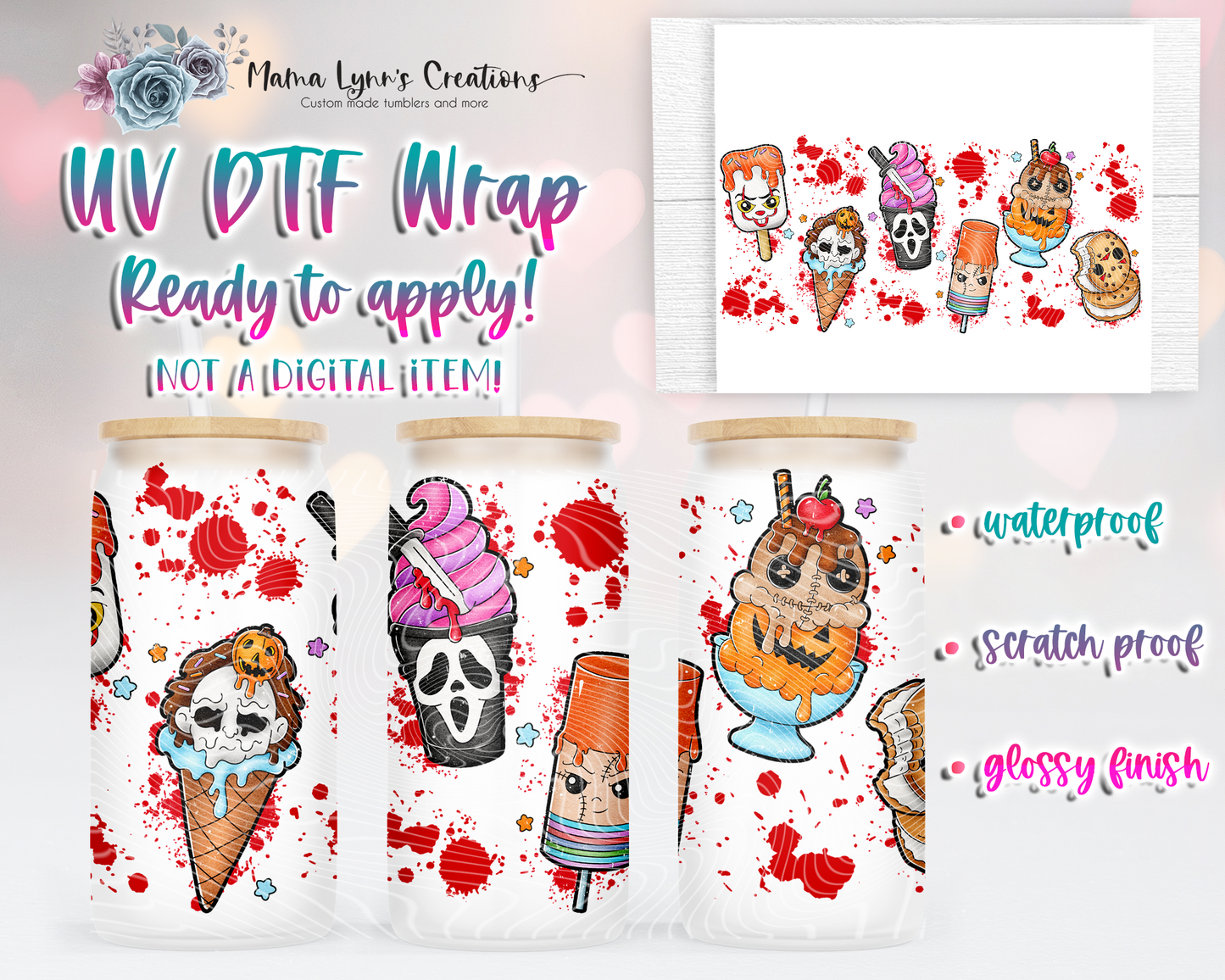 Horror Ice Cream Popsicles UVDTF Wrap