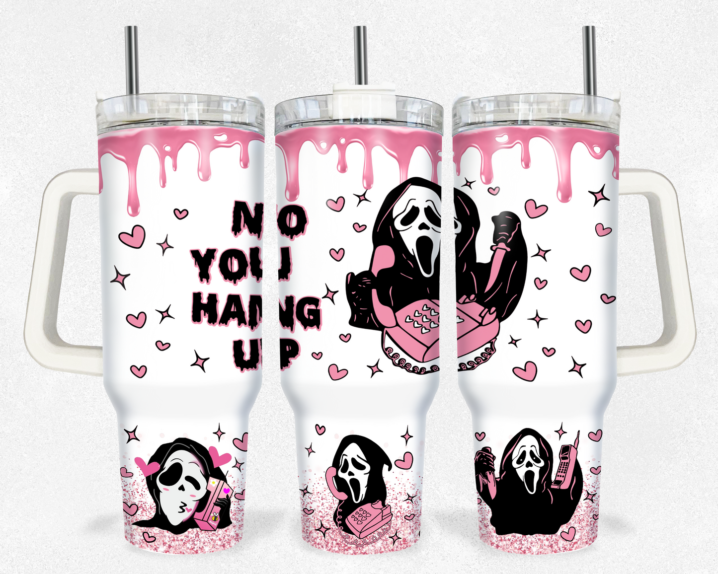 Pink Horror Scream Valentines 40 oz Tumbler Prints