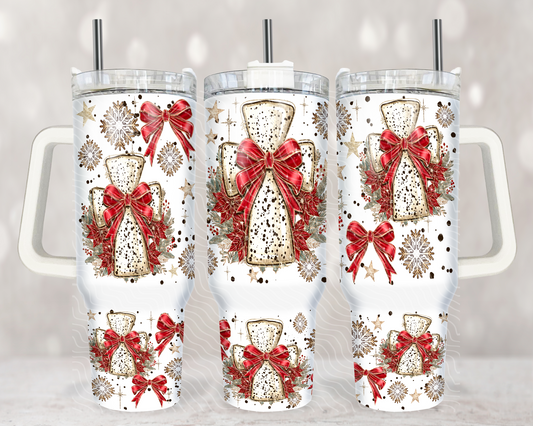 Red Christmas Cross 40 oz Tumbler Prints