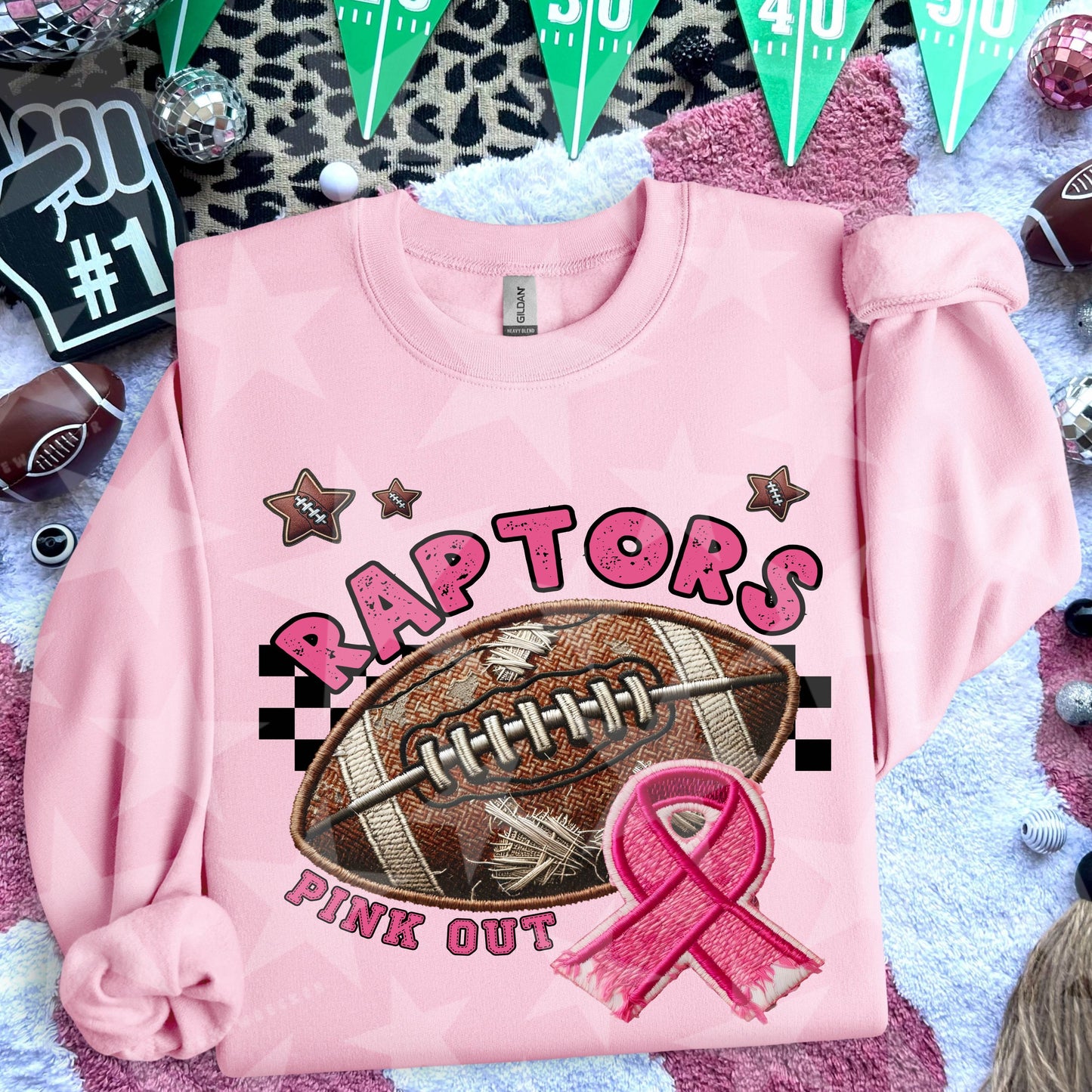 Pink Out Football Font DTF Print