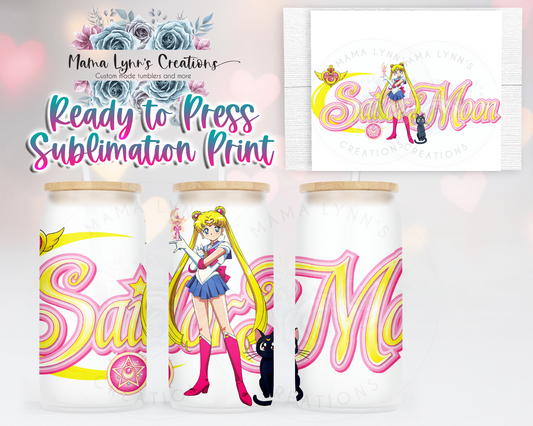 Sailor Moon 16 oz Glass Can Wrap