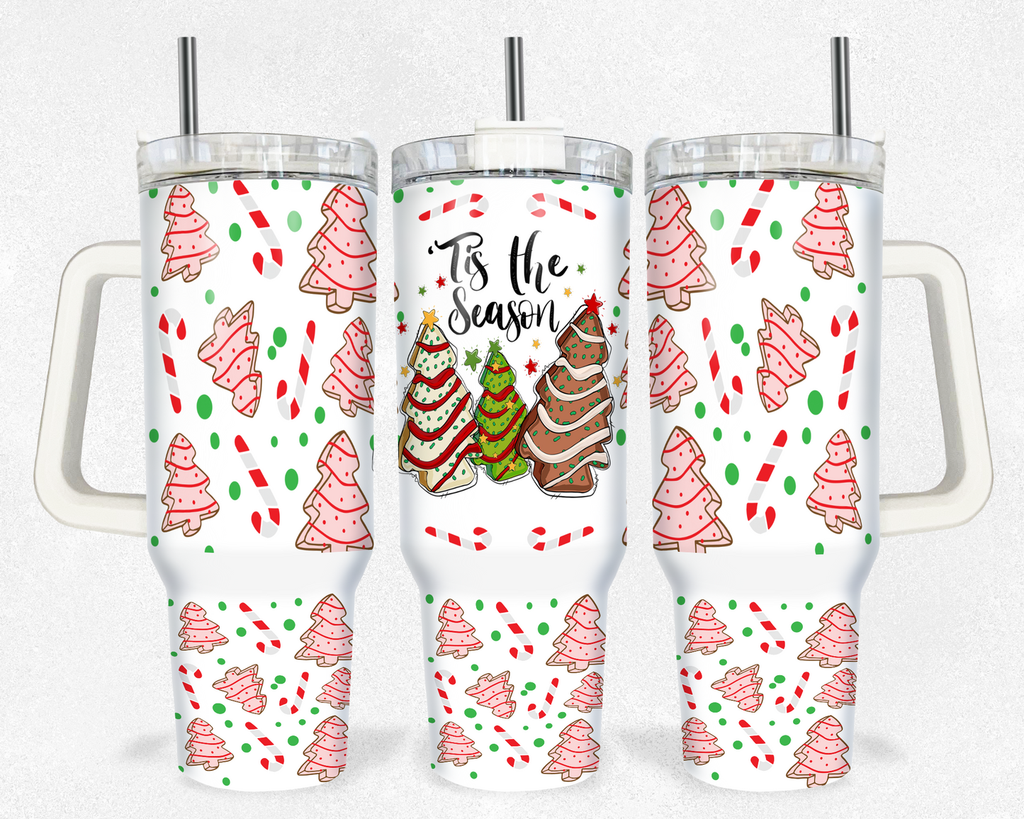 Tis The Season Christmas Tree Cakes 40 oz Tumbler Prints