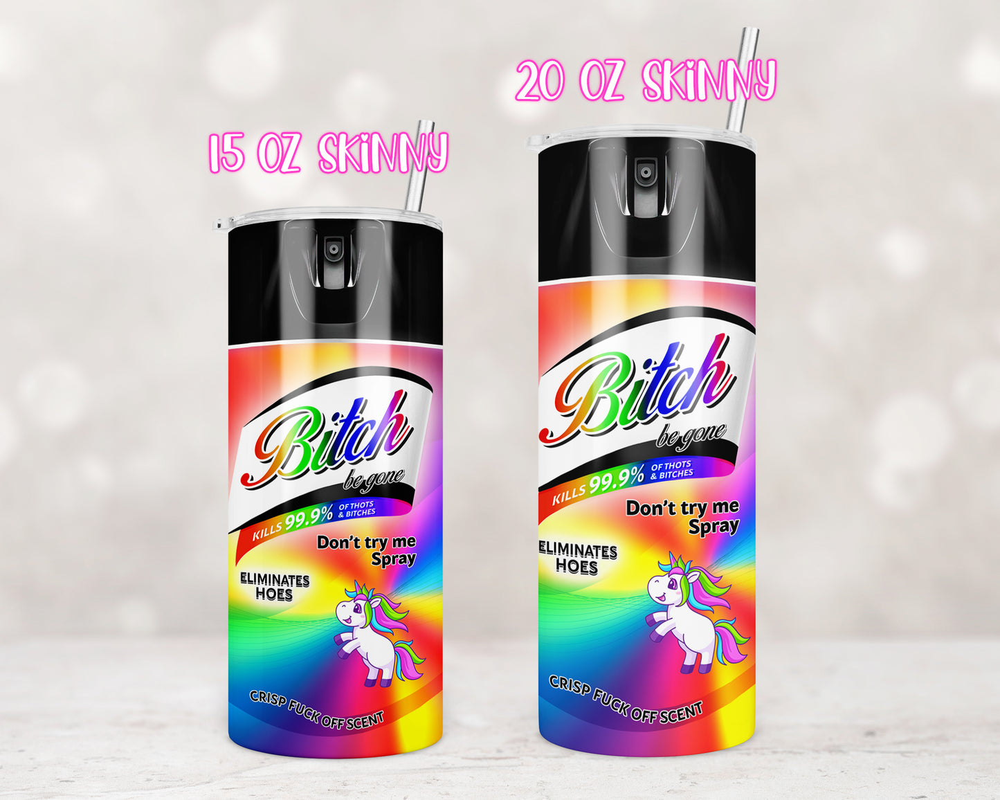 Be Gone Spray Unicorn Rainbow Black Top