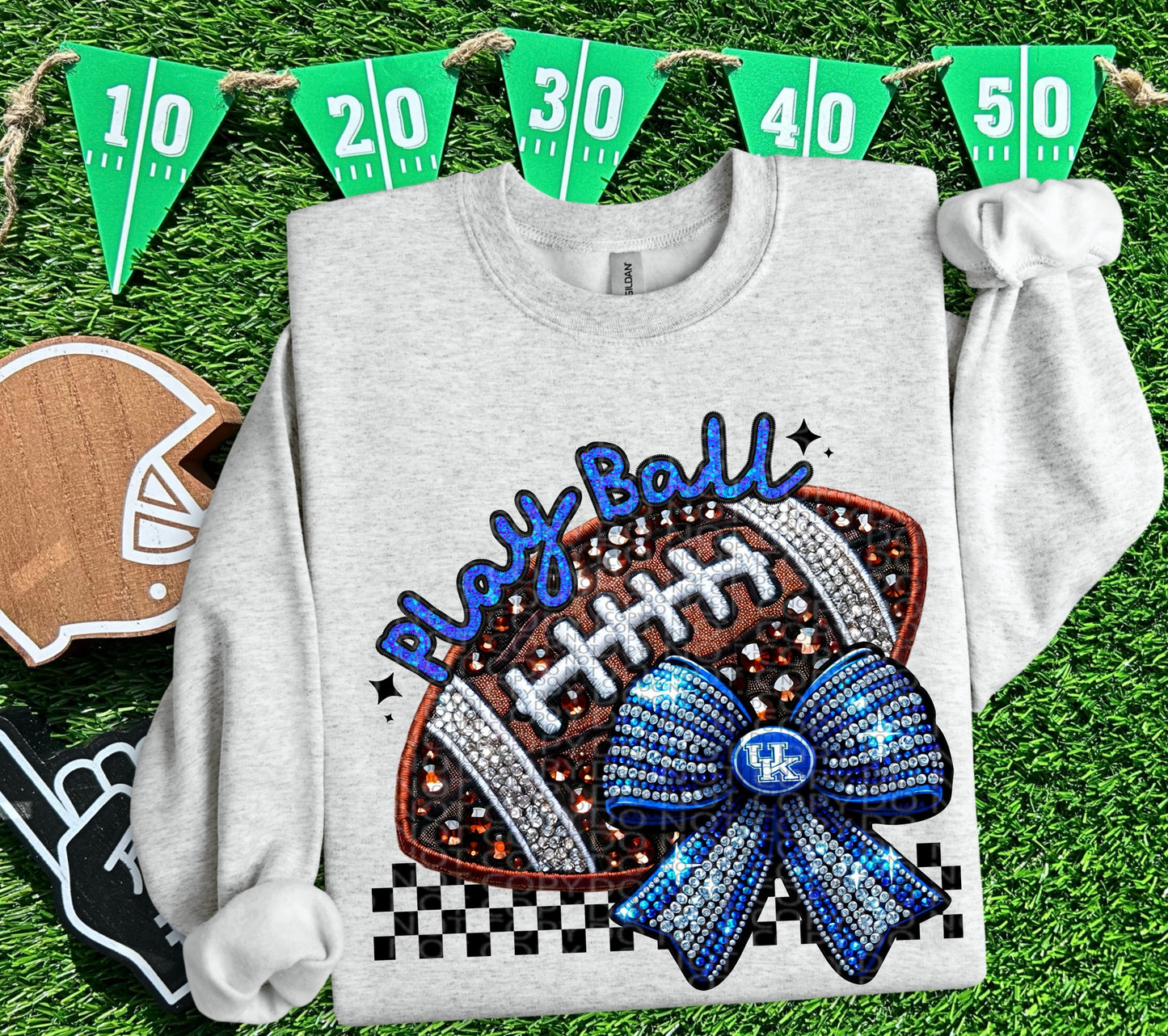 College Play Ball Bow Football DTF Print