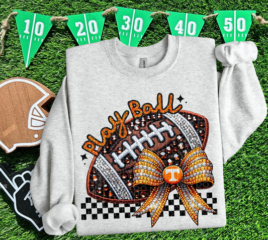 College Play Ball Bow Football DTF Print