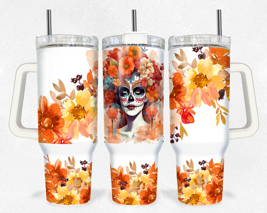 Watercolor Orange Floral Catrina DOTD 40 oz Tumbler Prints