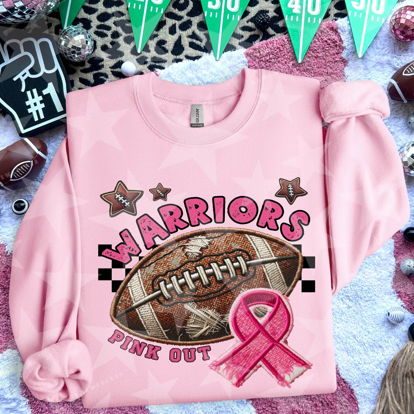 Pink Out Football Font DTF Print