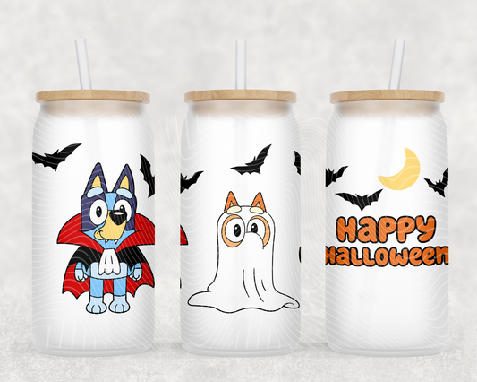 Dog Halloween 16 oz Glass Can Wrap