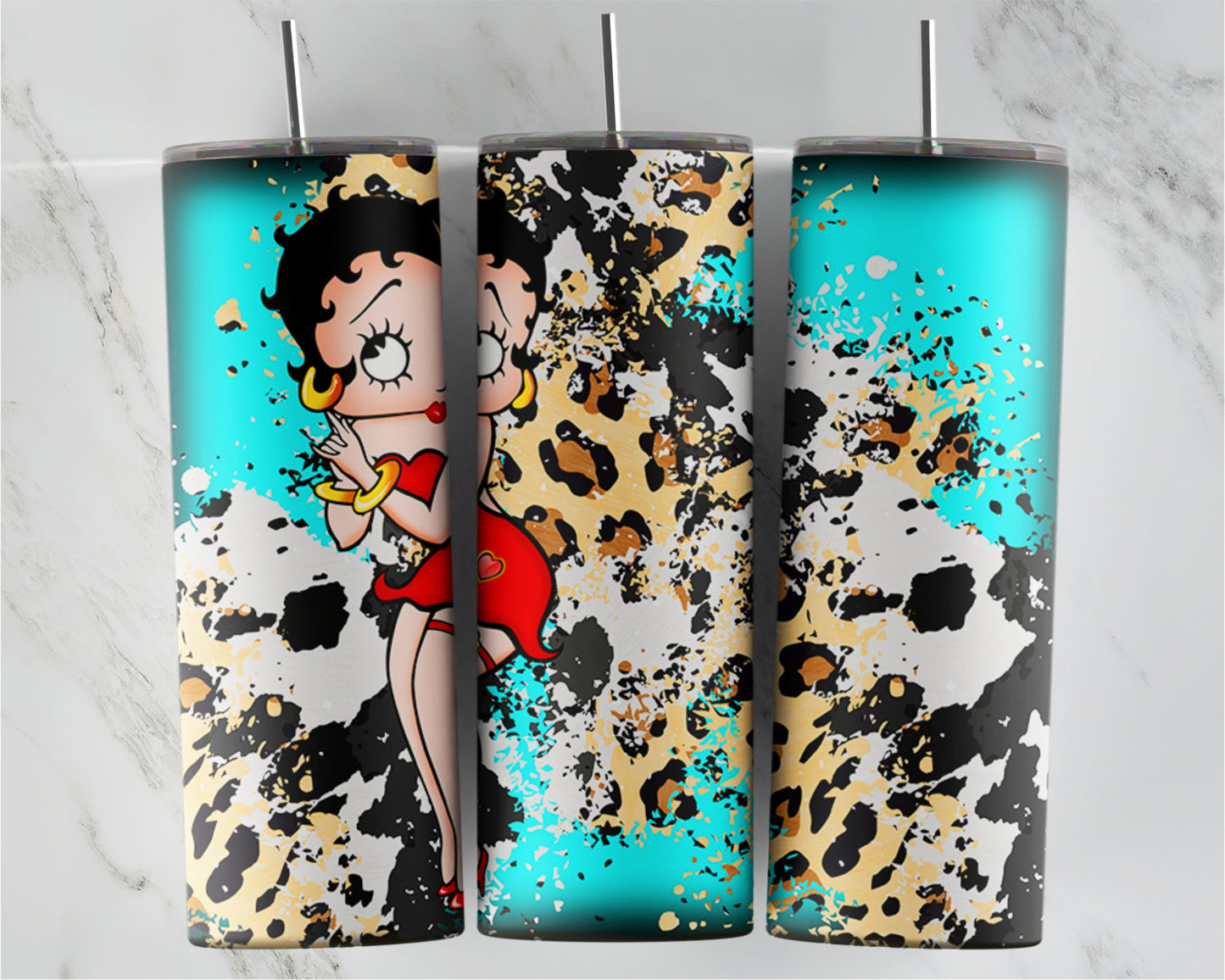 Betty Boop teal leopard print