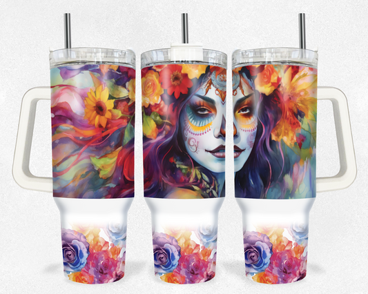 Watercolor Catrina Floral DOTD 40 oz Tumbler Prints