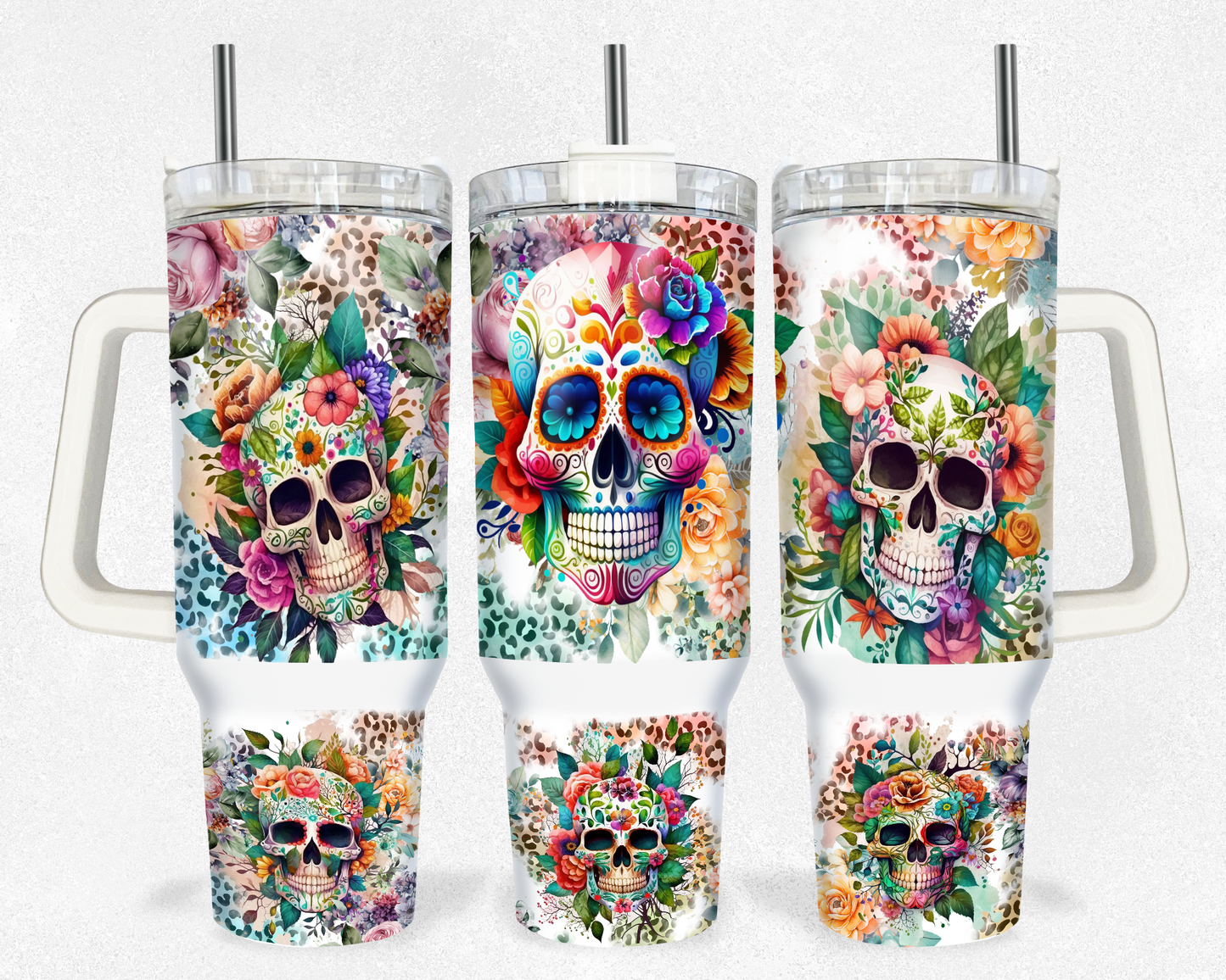 Floral Skulls 40 oz Tumbler Prints