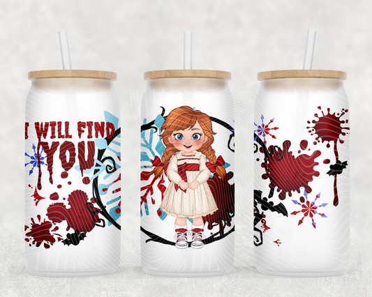 Horror Princess AnnaBelle 16 oz Glass Can Wrap