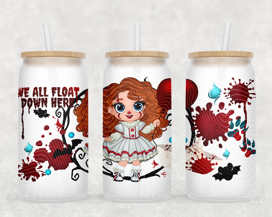 Horror Princess Clown Merida 16 oz Glass Can Wrap