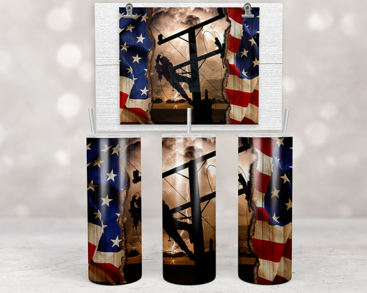 Lineman American Flag Design Transfers