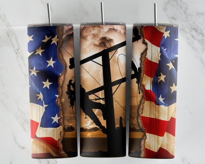Lineman American Flag Design Transfers