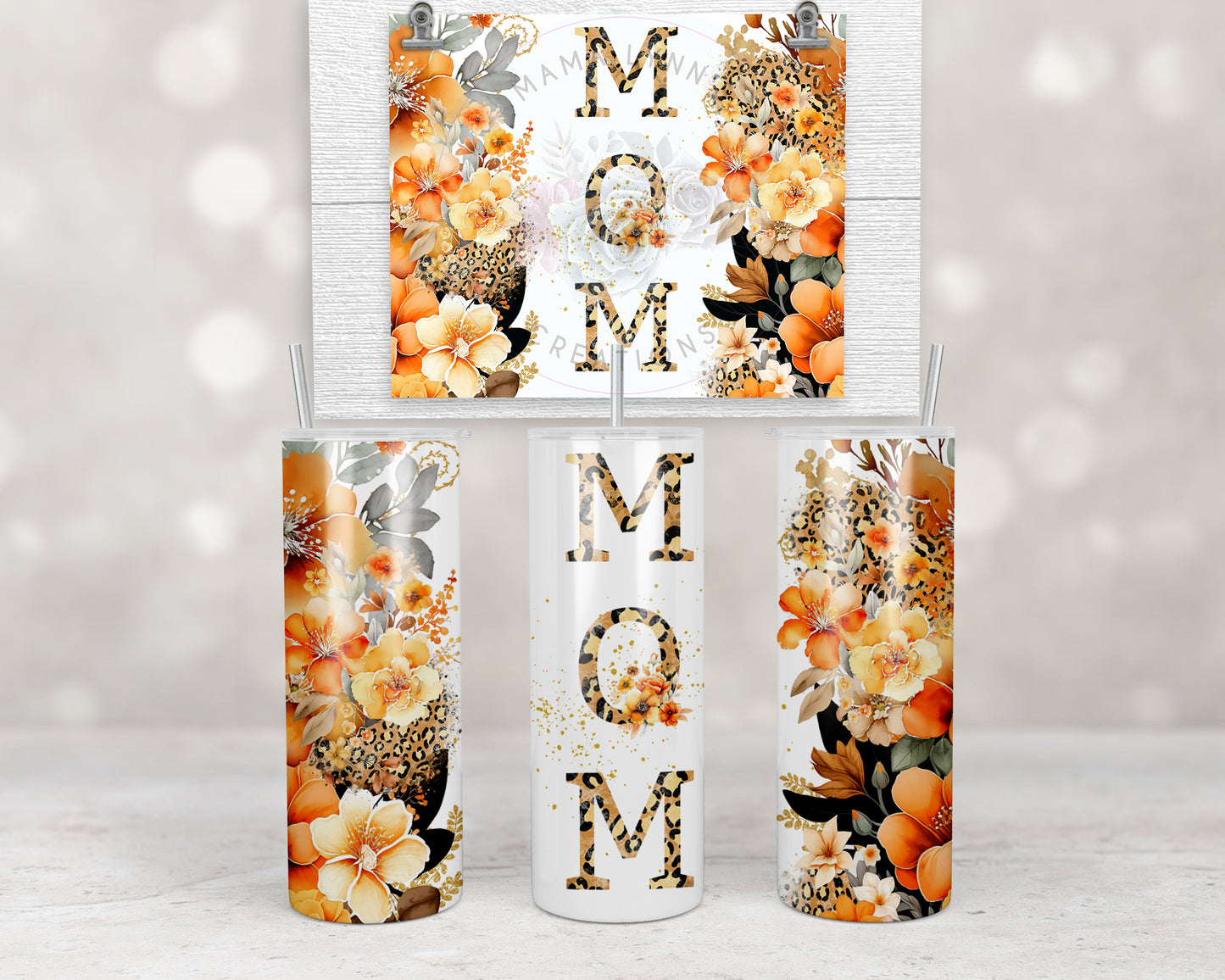 Orange Floral Mom Design Transfers