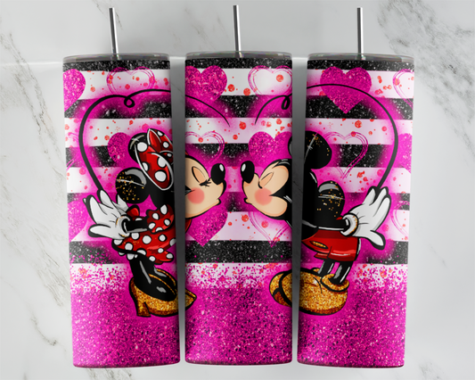 Mouse Kisses Stripes Glitter Valentine