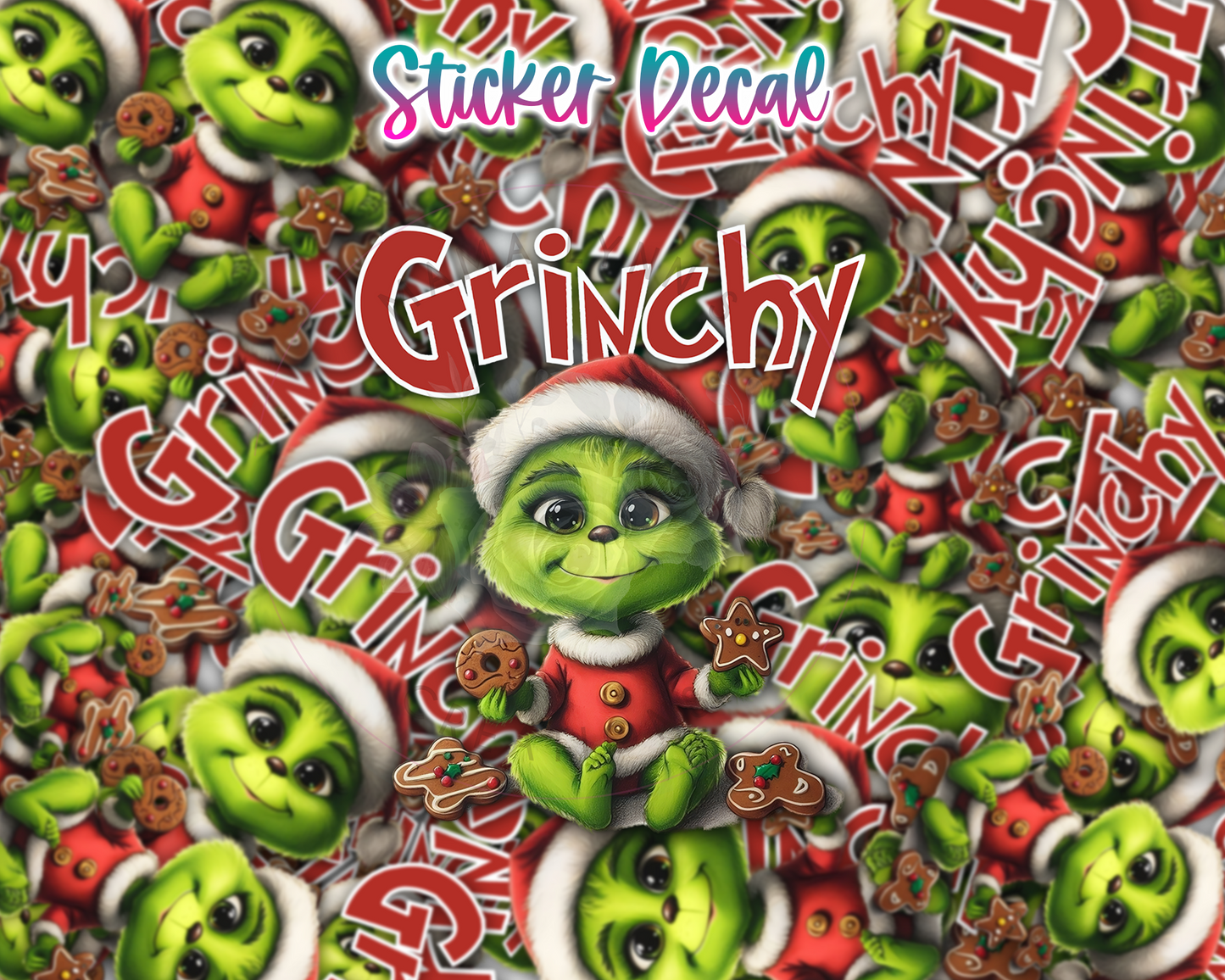 Grinchy Cookie Smiles Christmas 16 oz Glass Can prints