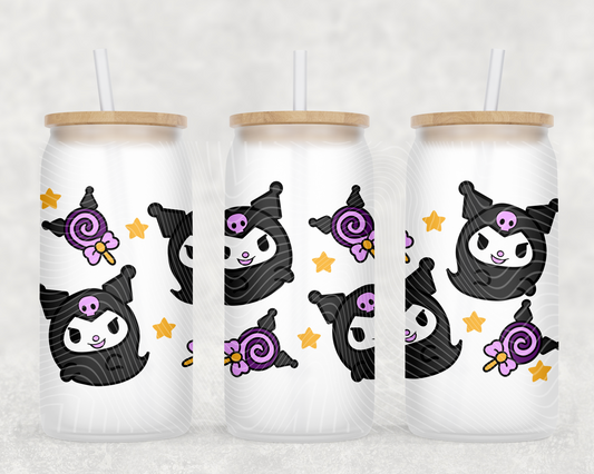 Spooky Ghost Kuromi 16 oz Glass Can Wrap