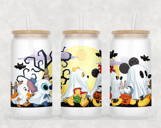 Trick Or Treat Friends 16 oz Glass Can Wrap