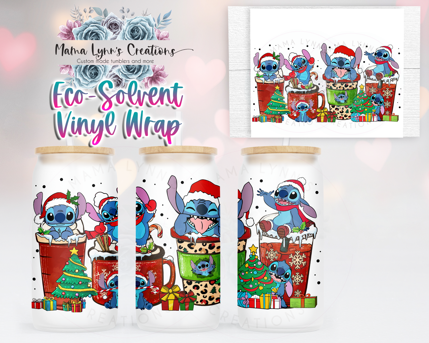 Blue Alien Christmas Drinks 16 oz Glass Can prints