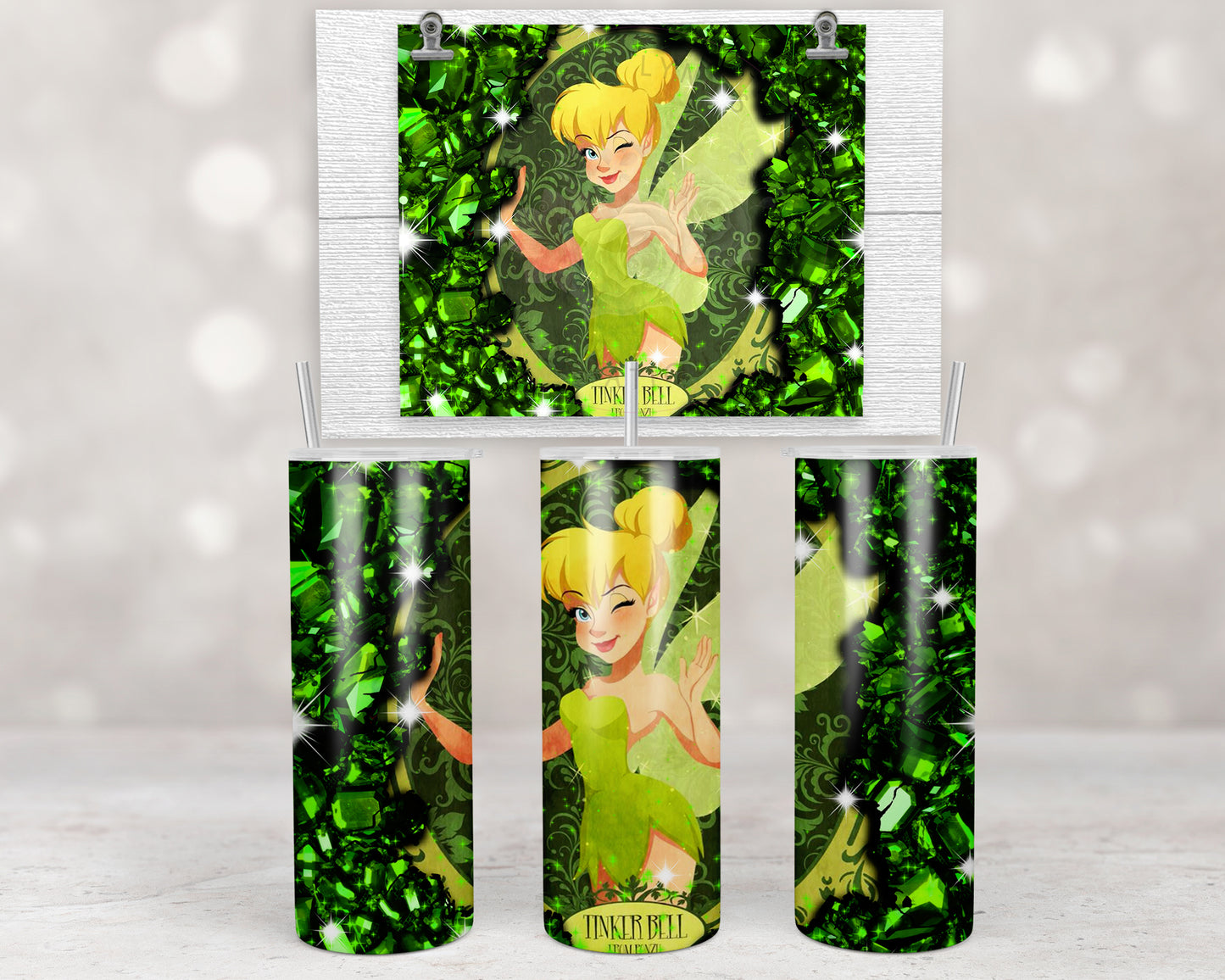 Animated Fairy Green Diamonds Design Transfers