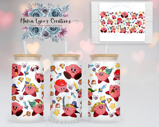 Kirby Collage 16 oz Glass Can Vinyl Wrap