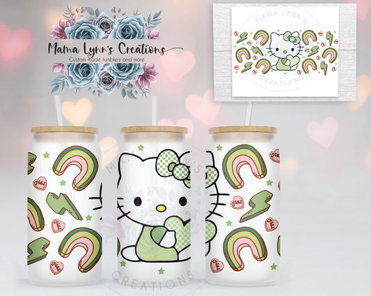 Lucky Kitty 16 oz Glass Can Vinyl Wrap