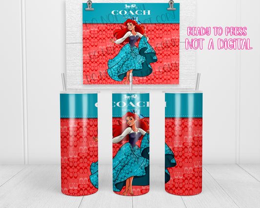 Designer Mermaid Princess Tumbler Transfers