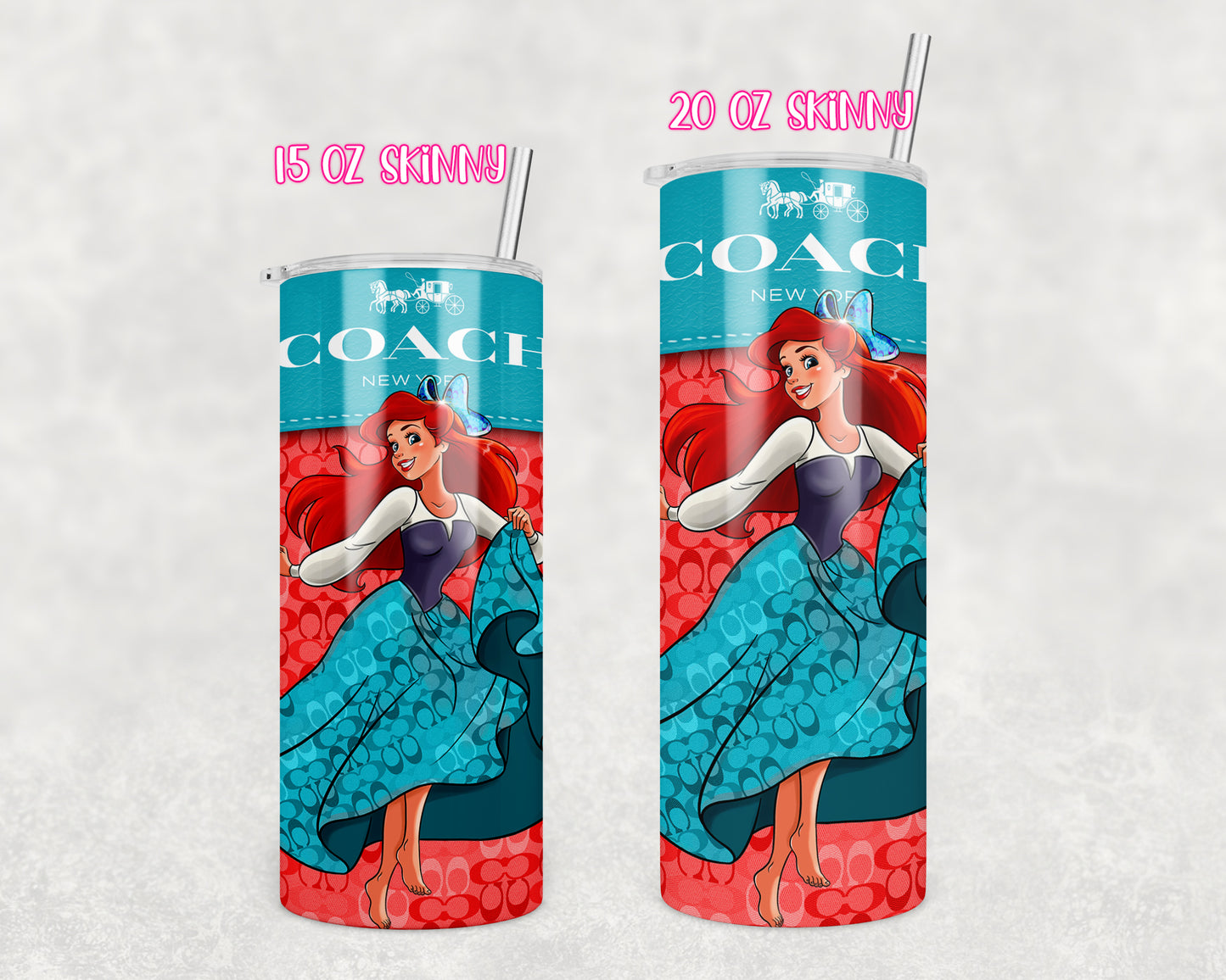 Designer Mermaid Princess Tumbler Transfers