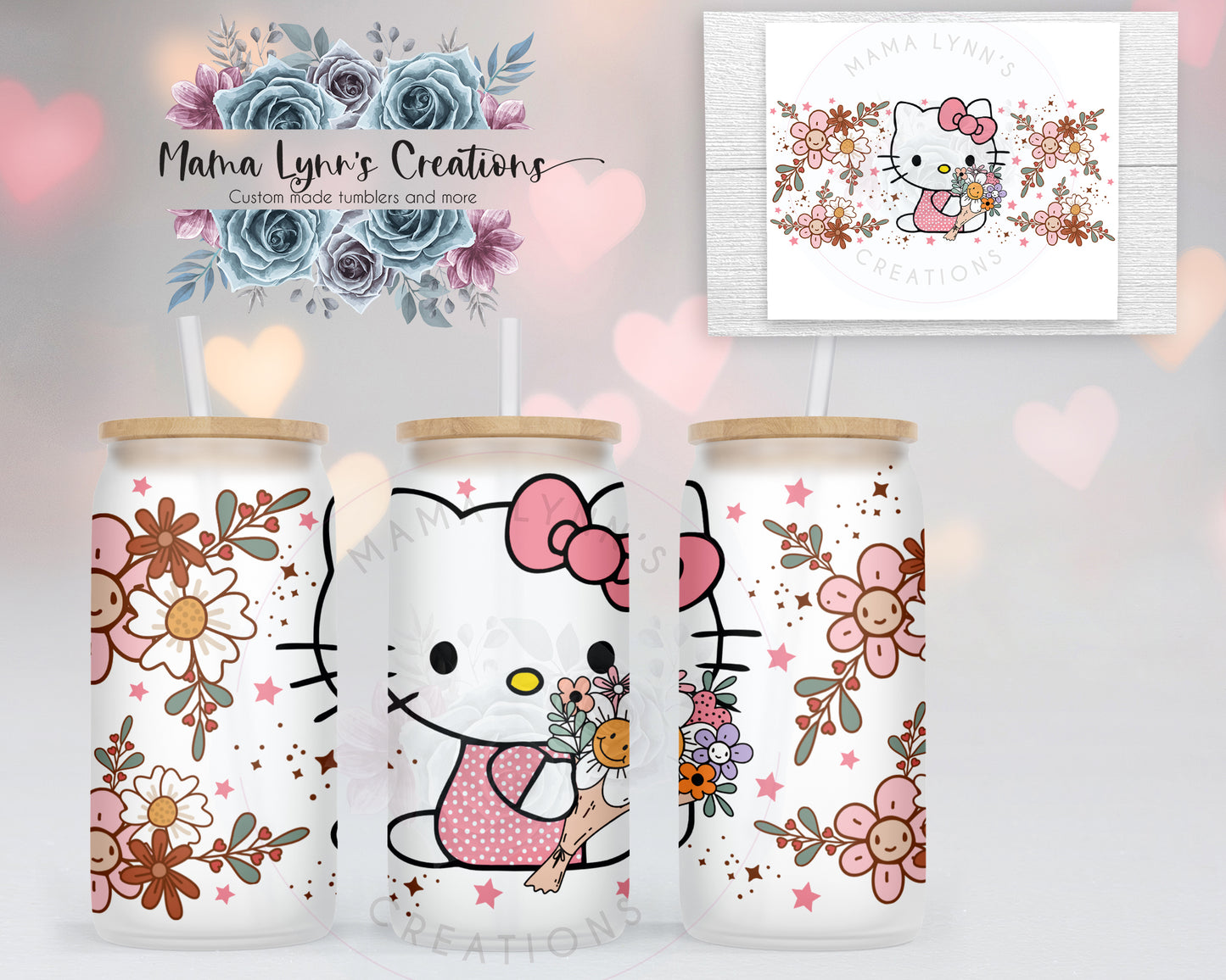 Spring Kitty 16 oz Glass Can Vinyl Wrap