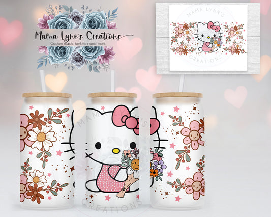 Spring Kitty 16 oz Glass Can Vinyl Wrap