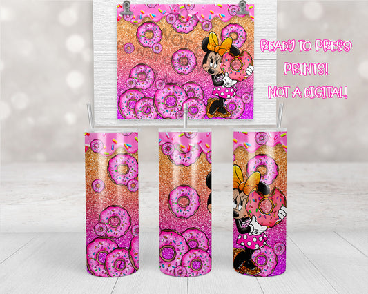 Donuts Pink Mouse Tumbler Transfers