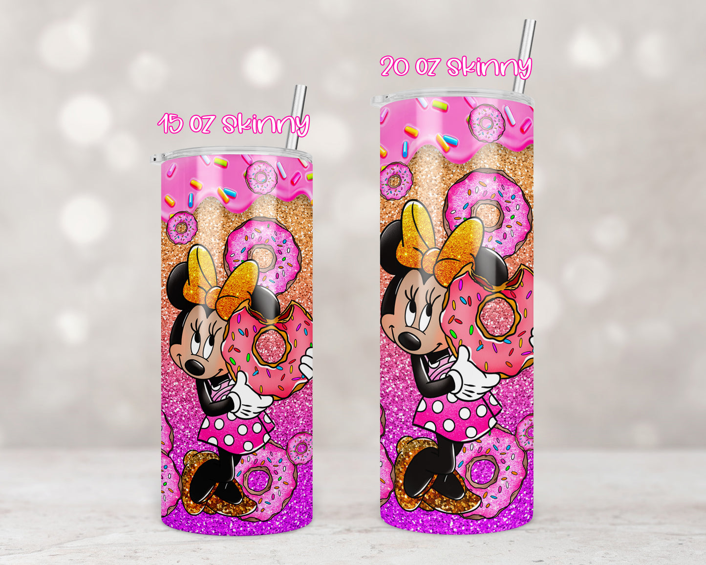 Donuts Pink Mouse Tumbler Transfers