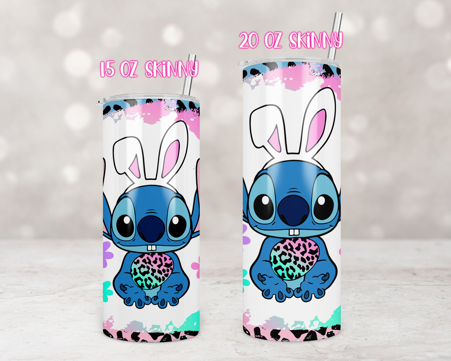 Easter Blue Alien Bunny Tumbler Transfers
